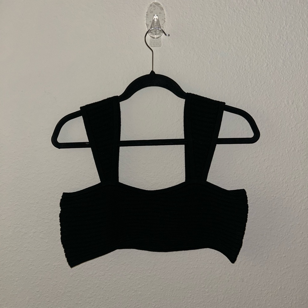 Black Knit Crop Top